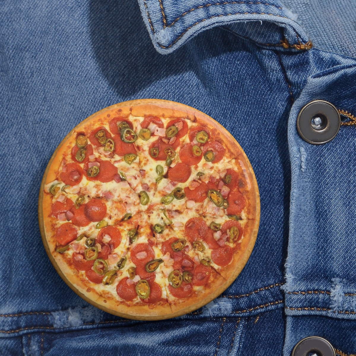 "Jalapeno Pizza" 3" Button Pin product thumbnail image