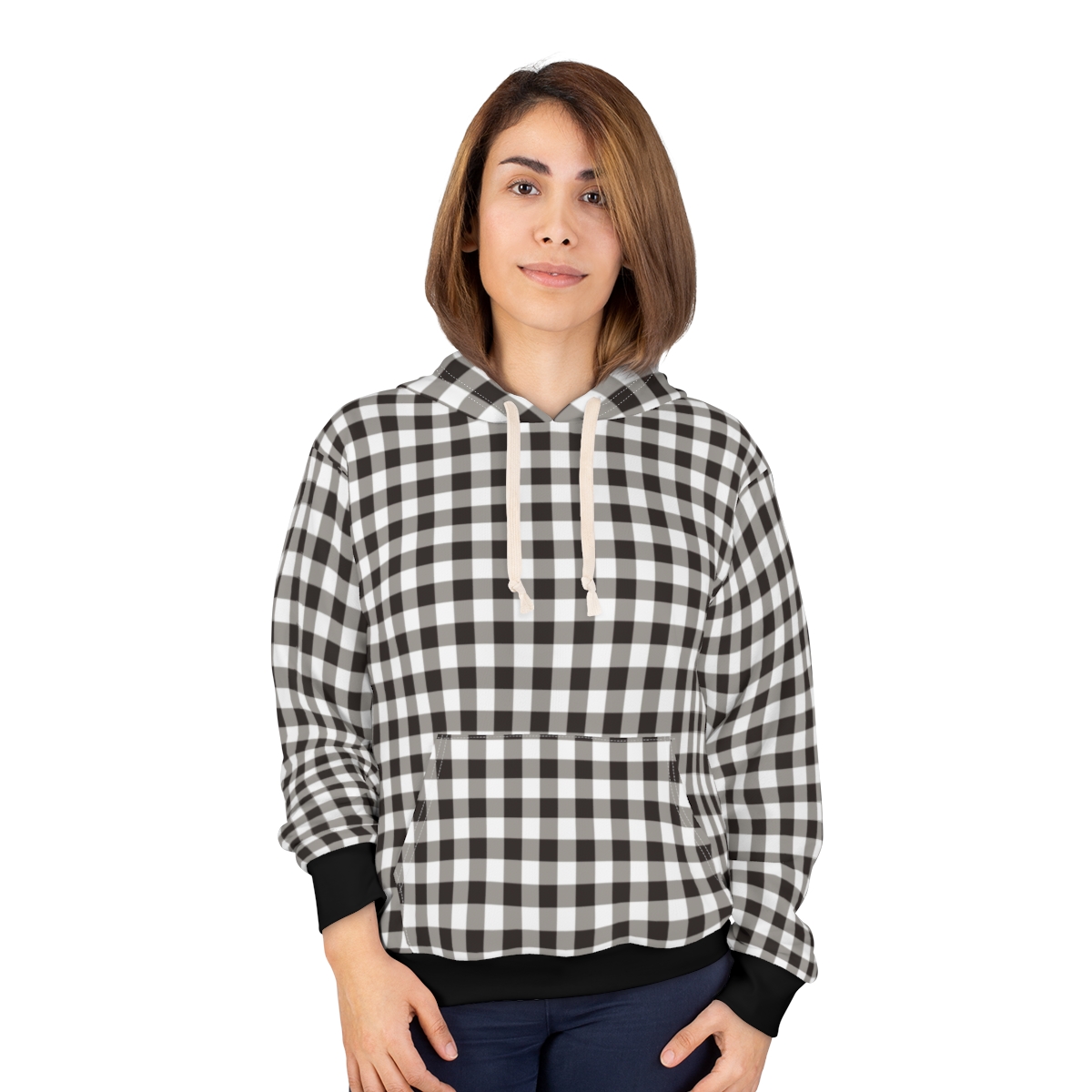 "Cookies & Cream Gingham" Unisex Pullover Hoodie product thumbnail image
