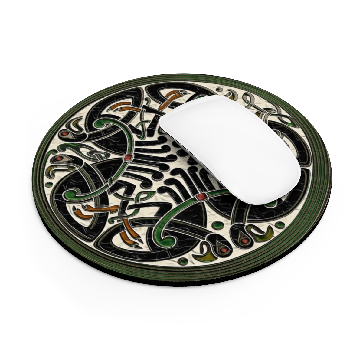 "Stained Glass Illusion Print - Knotwork Hawk" Mousepad  product thumbnail image