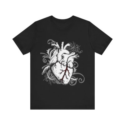 "Graphic Novel Anatomical Scroll Heart" Unisex Jersey Short Sleeve Tee