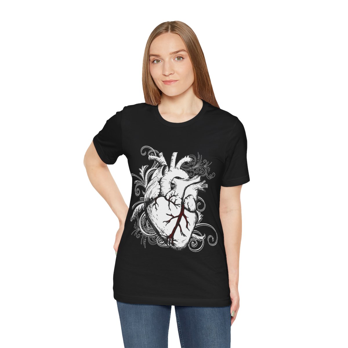 "Graphic Novel Anatomical Scroll Heart" Unisex Jersey Short Sleeve Tee product thumbnail image