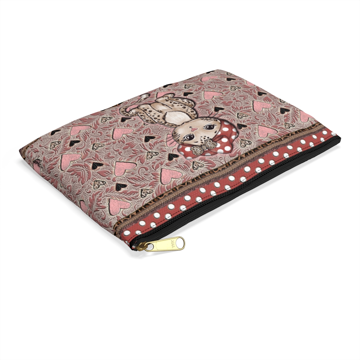 "Retro Leopard Kitty" Accessory Pouch 8" x 6" product thumbnail image
