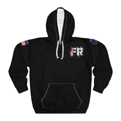 Unisex Pullover Hoodie with FR1776 Logos on Front, Back and Right Shoulder with BTBNC Logo on Left Shoulder