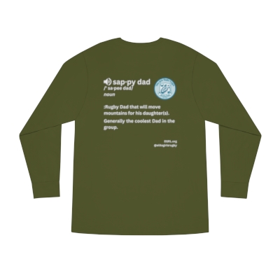 The original Sappy Dad - Elite Girls Rugby League "Episodes from the Garage" Long Sleeve Crewneck Tee