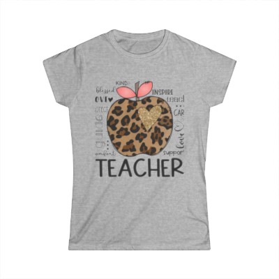 Cheetah Apple Teacher Fitted Tee (Women's)