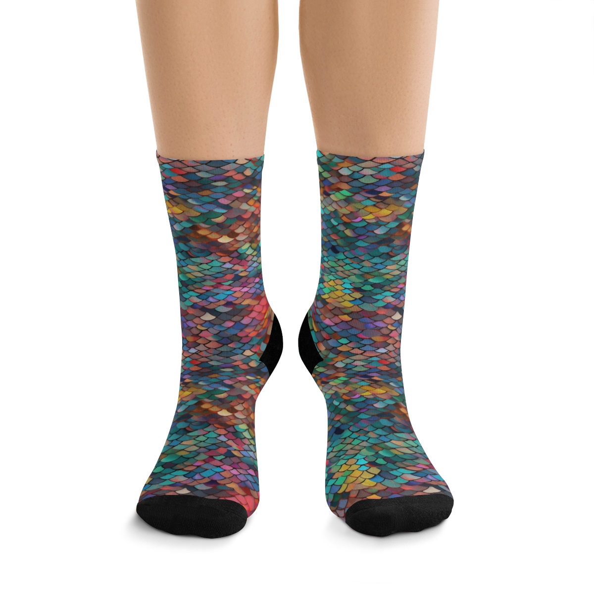 Rainbow Mermaid Scales - Recycled Poly Socks product main image