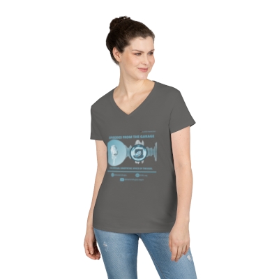 The original e-GiRL Boss - Elite Girls Rugby League "Episodes from the Garage" Ladies V-Neck T-Shirt