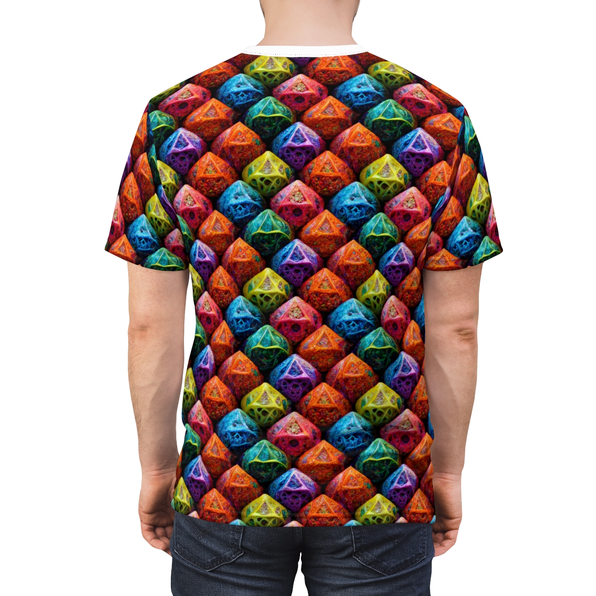 d20 Dice Hoard - All-Over Print - Unisex AOP Cut & Sew Tee product thumbnail image