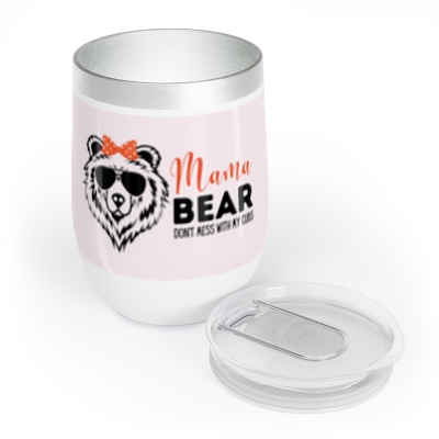 Mama Bear 12 oz Wine Tumbler  | Gift for Mom for Mothers Day, Birthday, Christmas, Hanukkah or Just Because