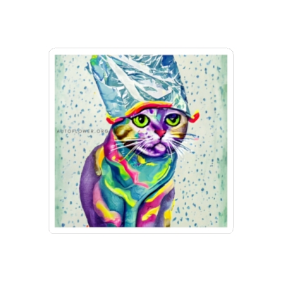 "Tinfoil Hat Cat" Kiss-Cut Vinyl Decal
