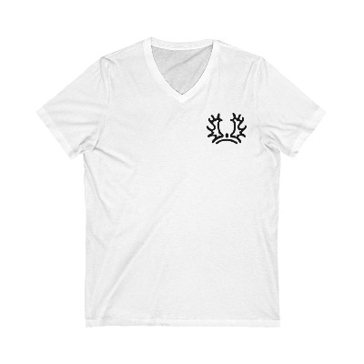 Unisex Jersey Short Sleeve V-Neck Tee - White or Gray with Black Logo