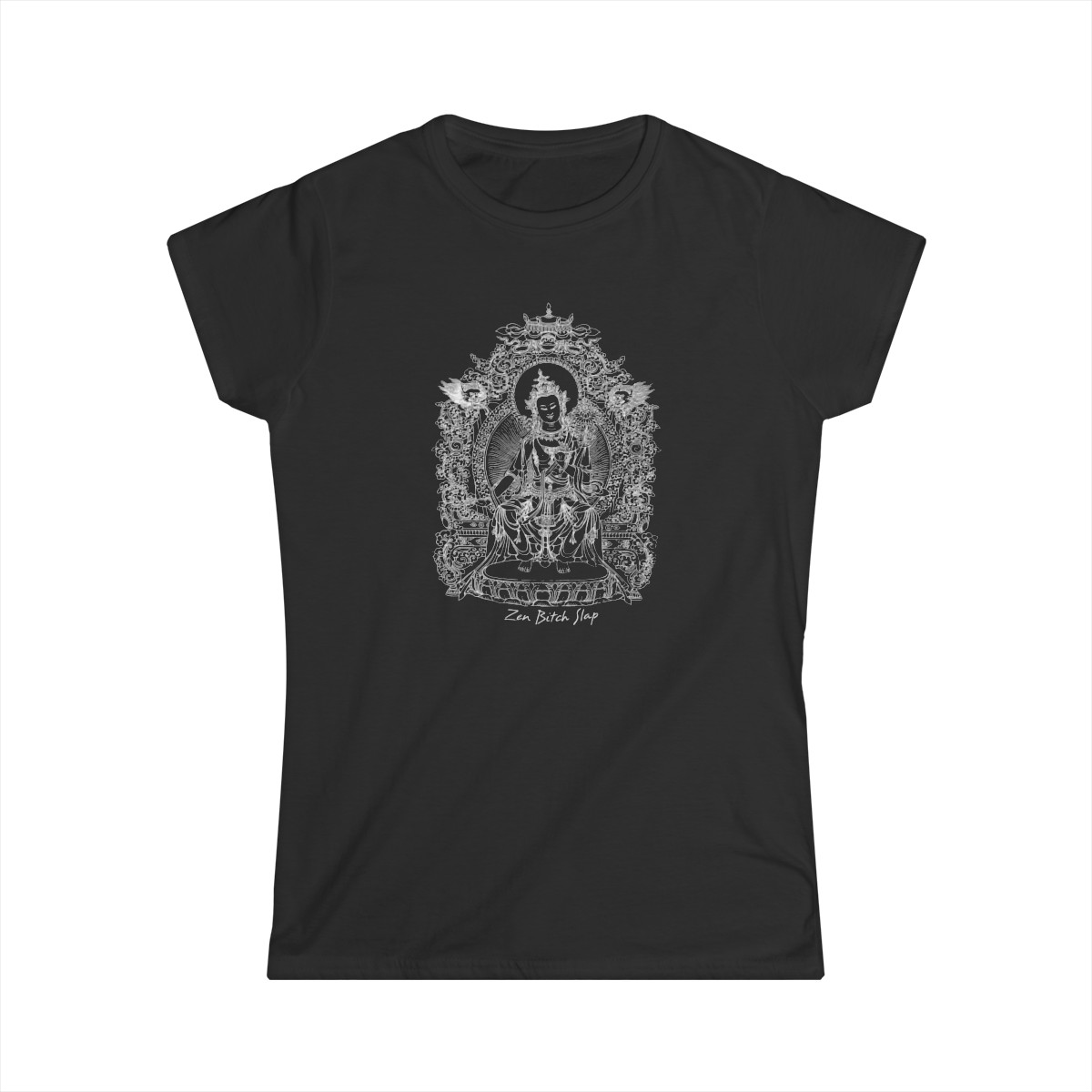 Seated Buddha - Women's Softstyle Tee: White Ink product thumbnail image