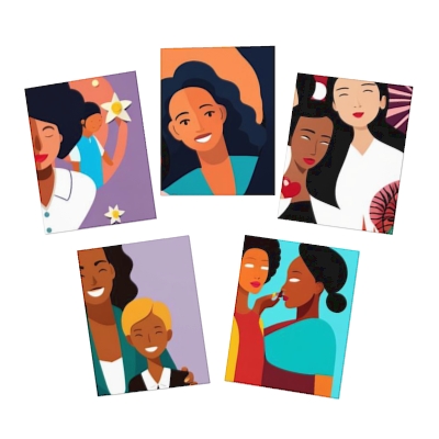 Celebrate Diversity with our Multi-Design Greeting Cards (5-Pack) - Perfect for Honoring the Incredible Women in Your Life