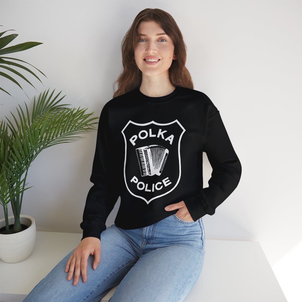 Polka Police Badge - Unisex Heavy Blend™ Crewneck Sweatshirt product thumbnail image