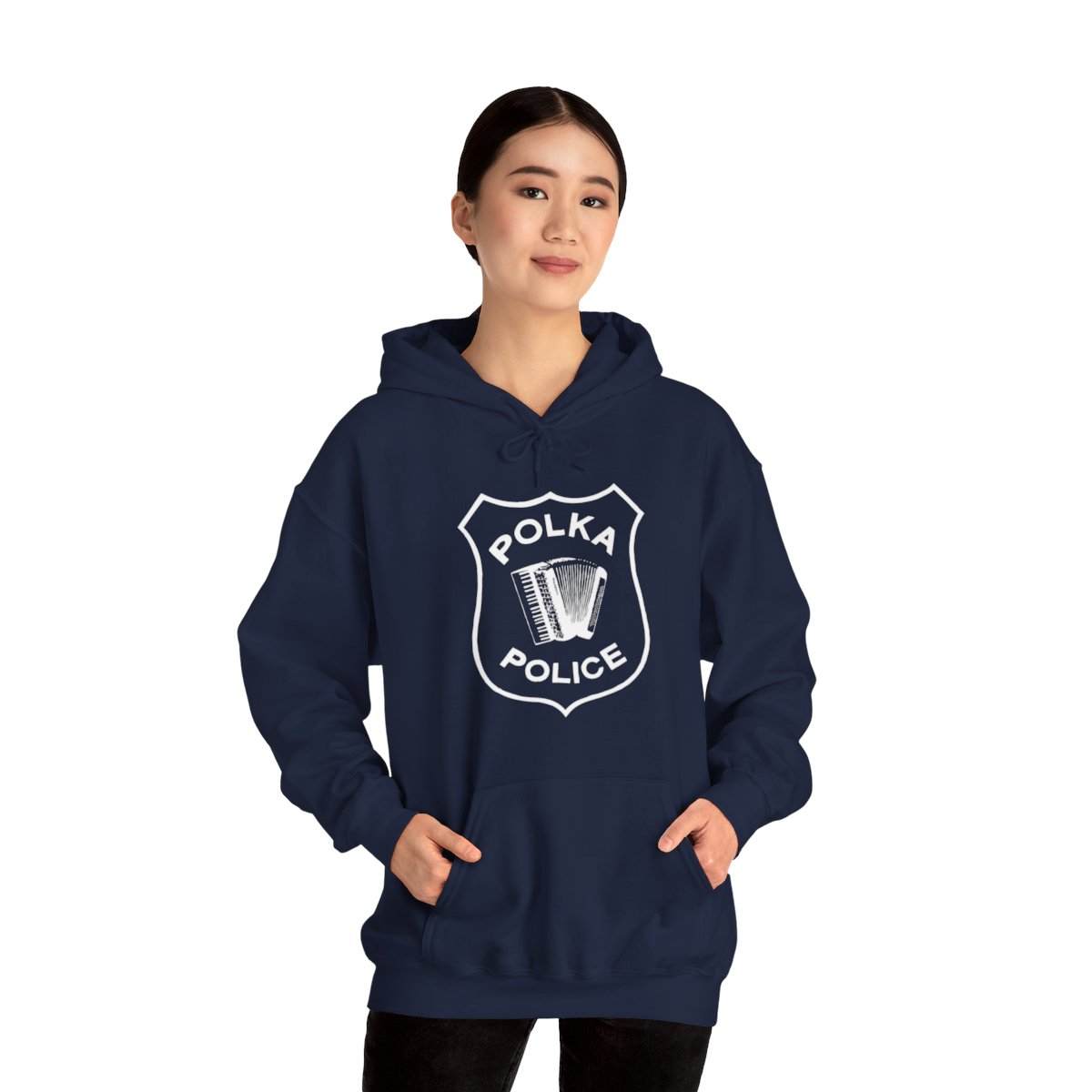 Polka Police Badge - Unisex Heavy Blend™ Hooded Sweatshirt product thumbnail image