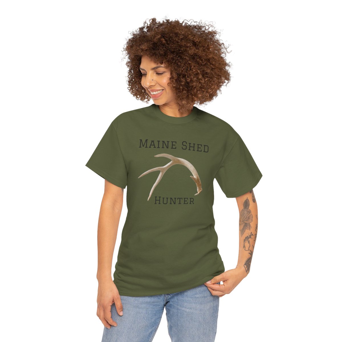 Maine Shed Hunter (Deer) Unisex Heavy Cotton Tee product thumbnail image