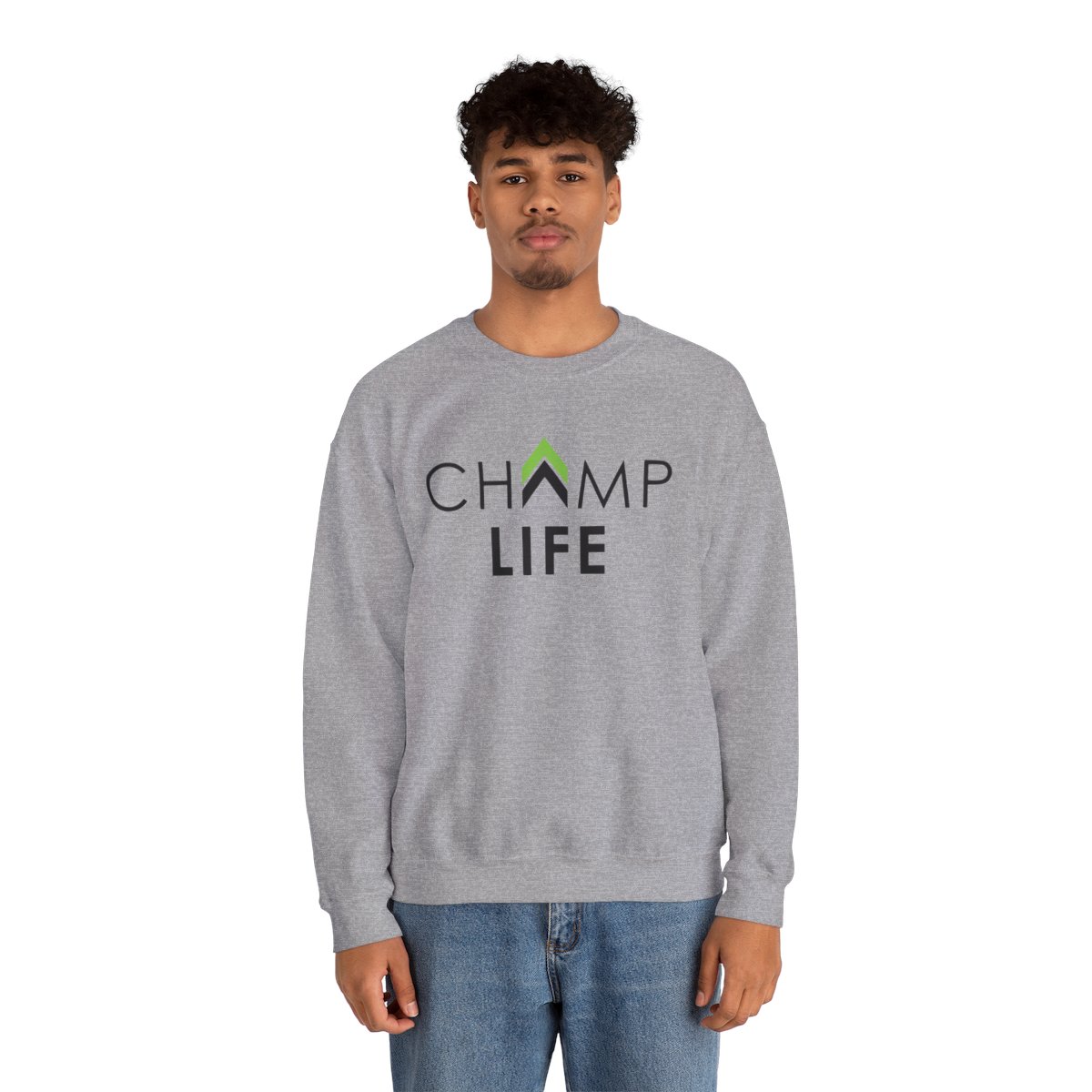Champ Life Unisex Crewneck Sweatshirt - White, Gray product thumbnail image