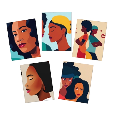 Illustrated Women of Color Cards - Multi-Design Greeting Cards (5-Pack)