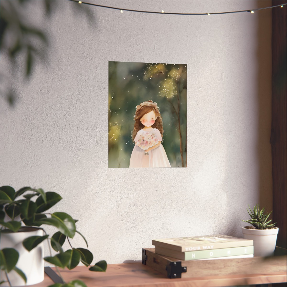 Premium Poster (Matte): Story Book Sad Girl Holding Flowers product thumbnail image
