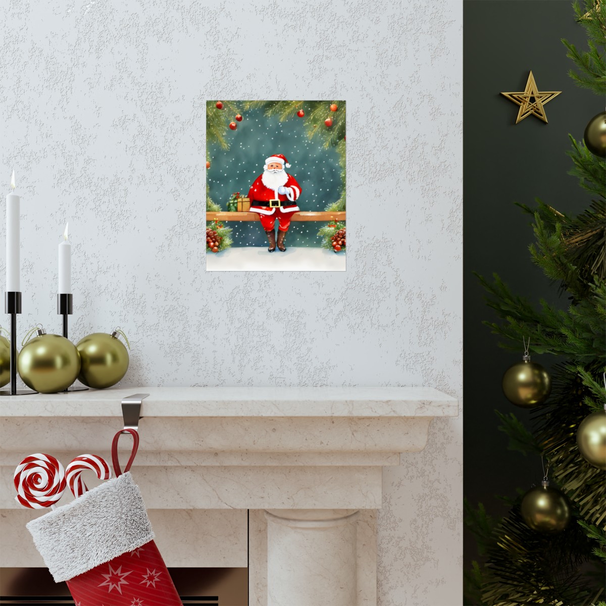 Premium Poster (Matte): Story Book Christmas Santa Bench with Toys product thumbnail image
