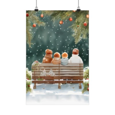 Premium Poster (Matte): Story Book Christmas Family on Bench