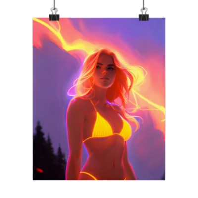 Premium Poster (Matte): Girl Power Neon Thunder