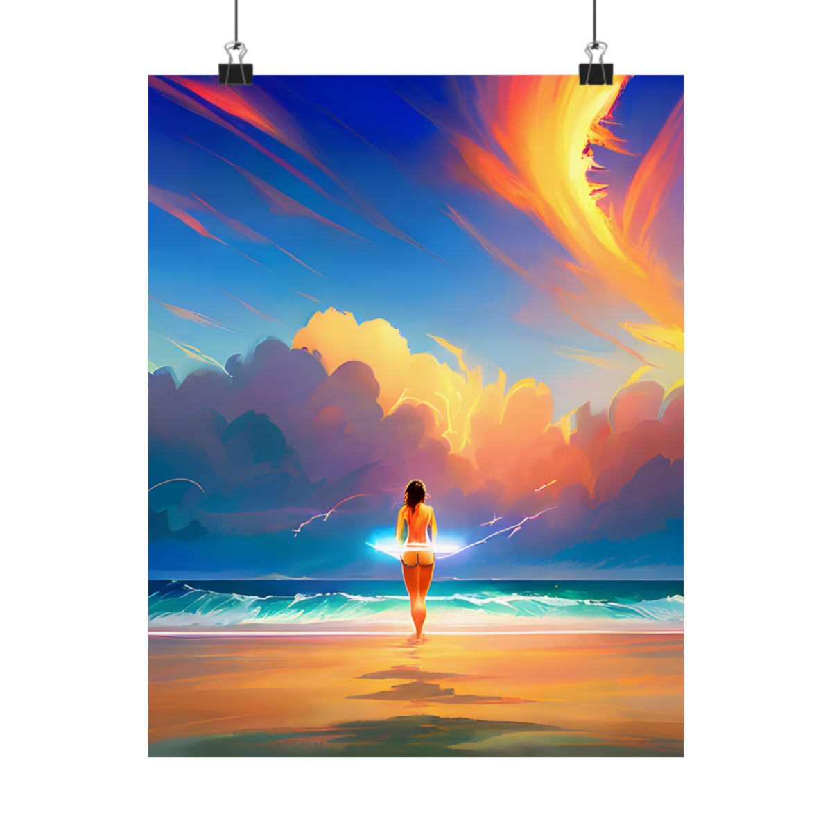 Premium Poster (Matte): Beach Goddess Surrounded by Lightning product thumbnail image