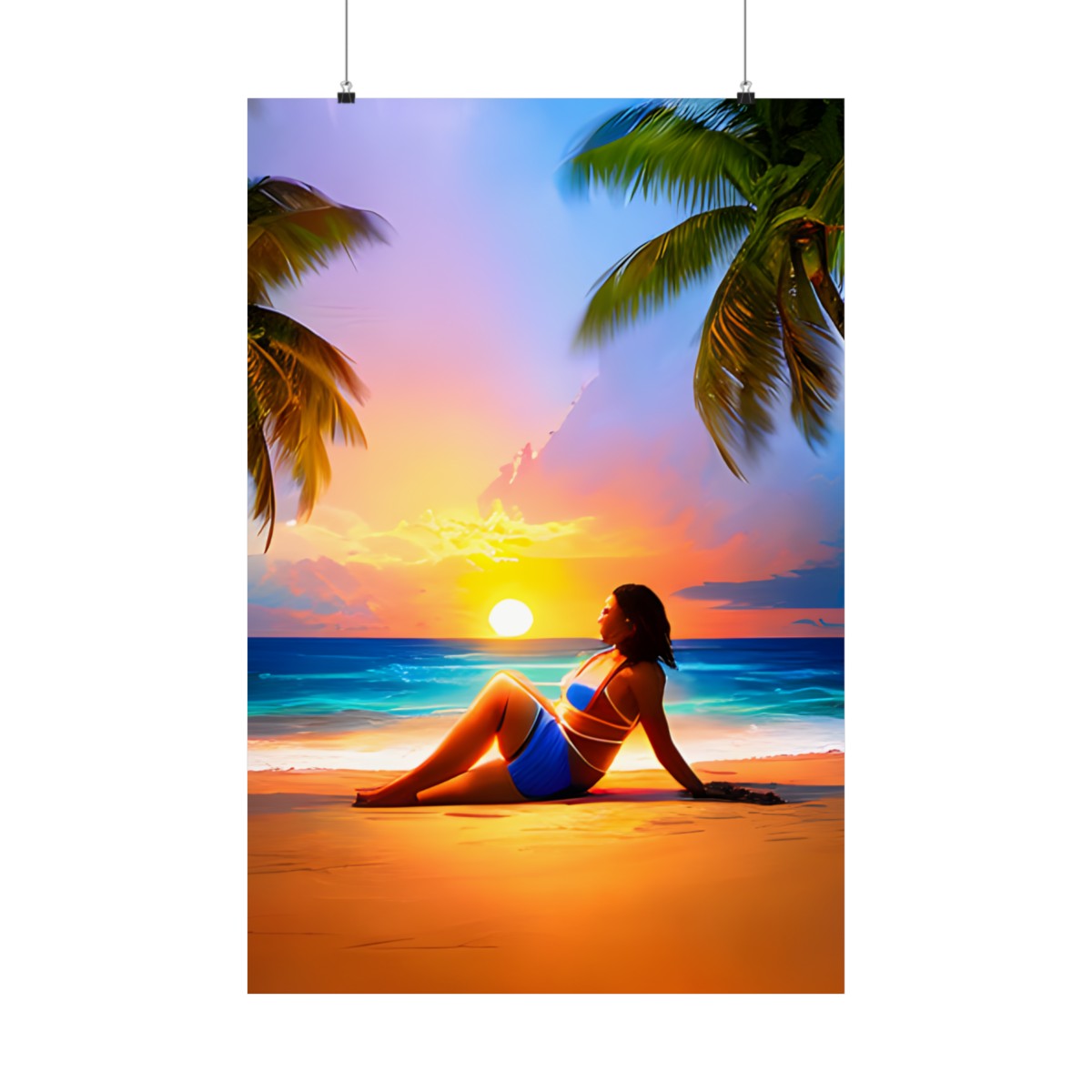 Premium Poster (Matte): Beach Goddess Abstract Laying in Sand product main image