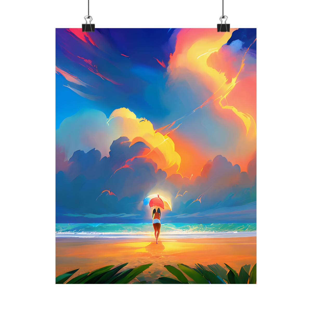 Premium Poster (Matte): Beach Goddess Under Umbrella product main image