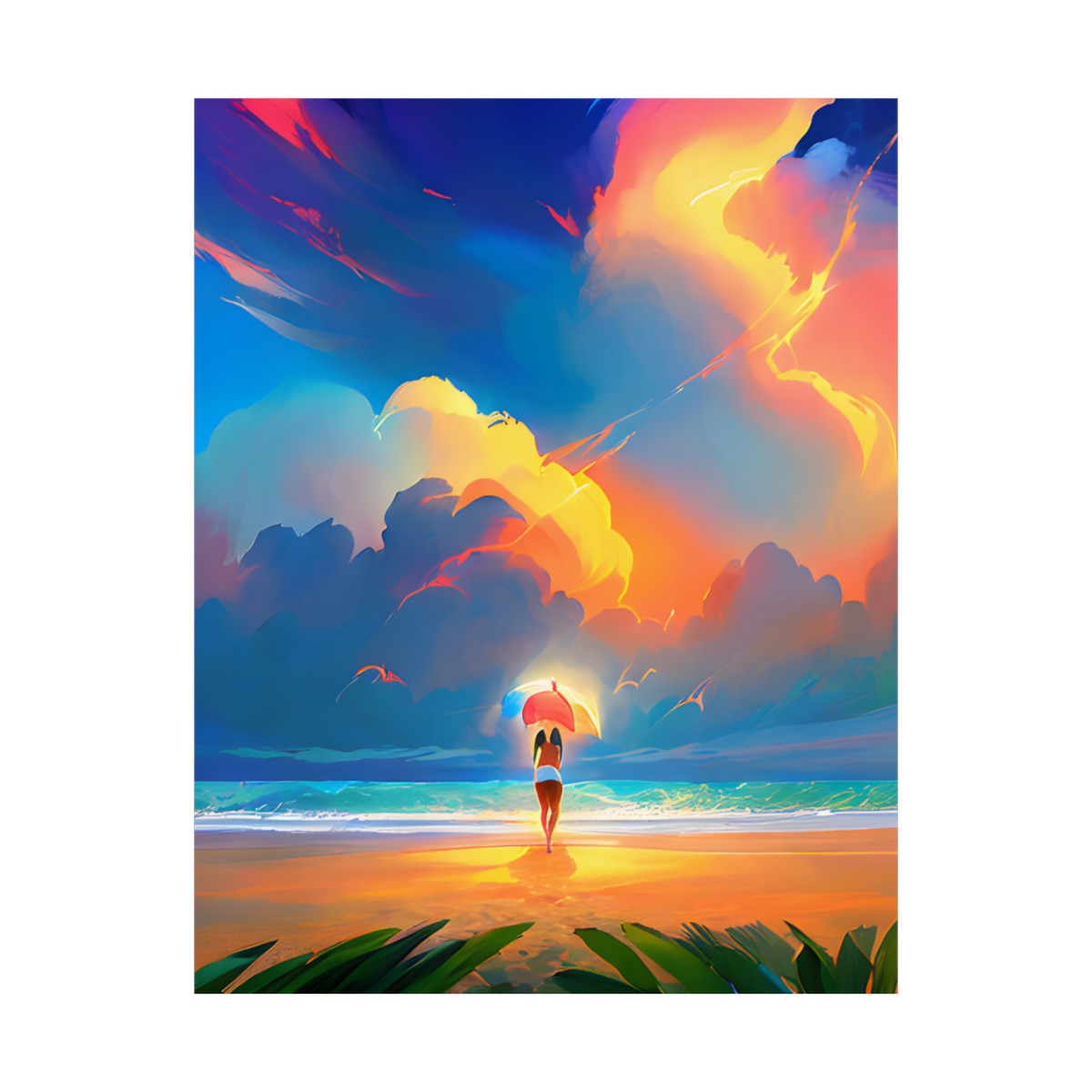 Premium Poster (Matte): Beach Goddess Under Umbrella product thumbnail image
