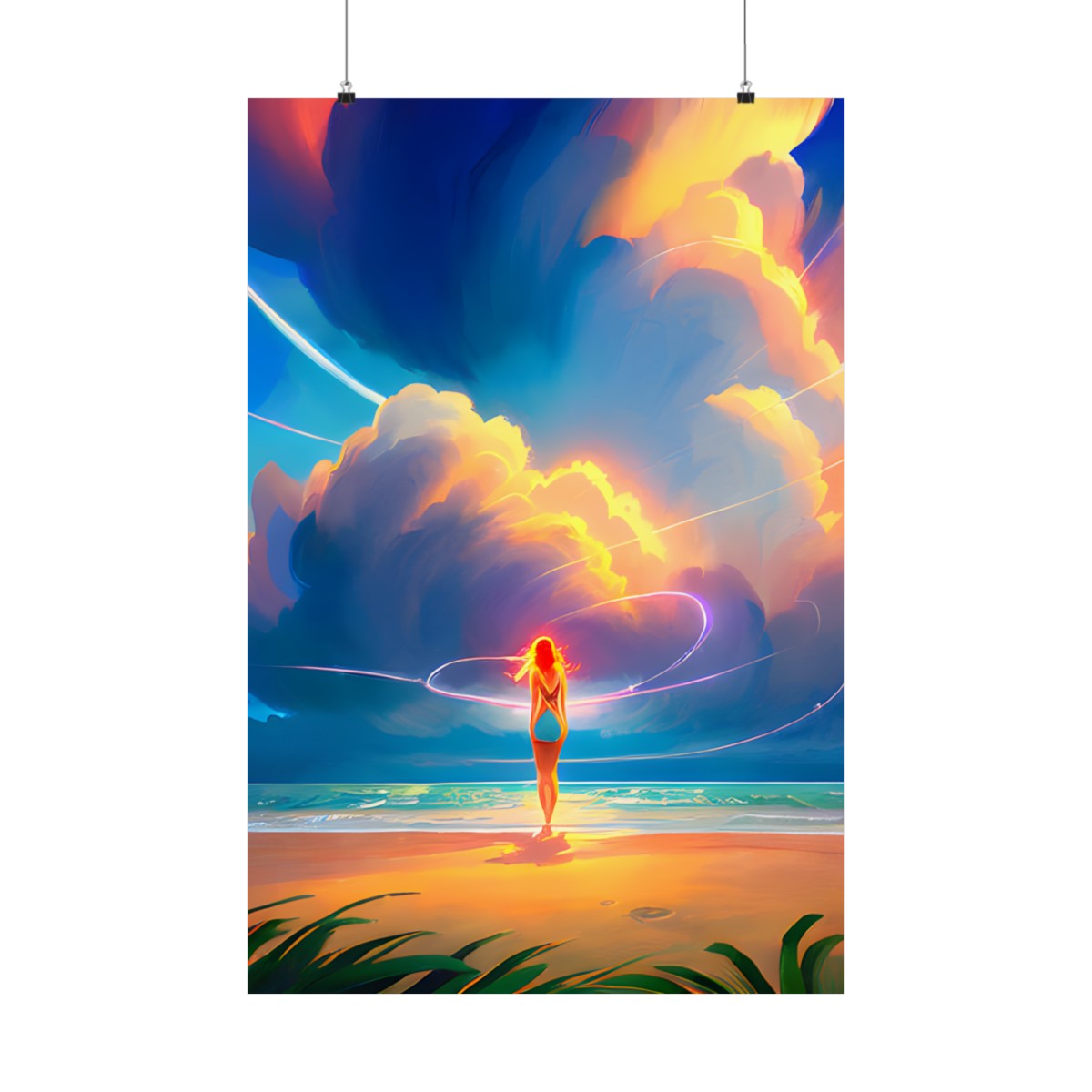 Premium Poster (Matte): Beach Goddess Light Blue Swimsuit product main image