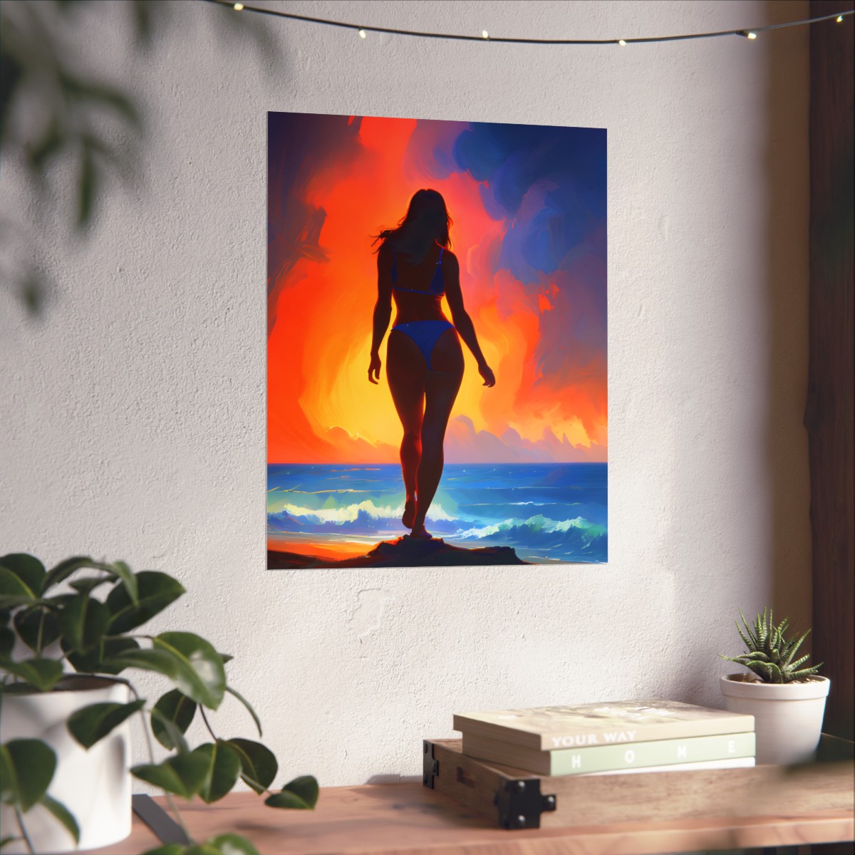 Premium Poster (Matte): Beach Goddess Neon Blue Bikini product thumbnail image