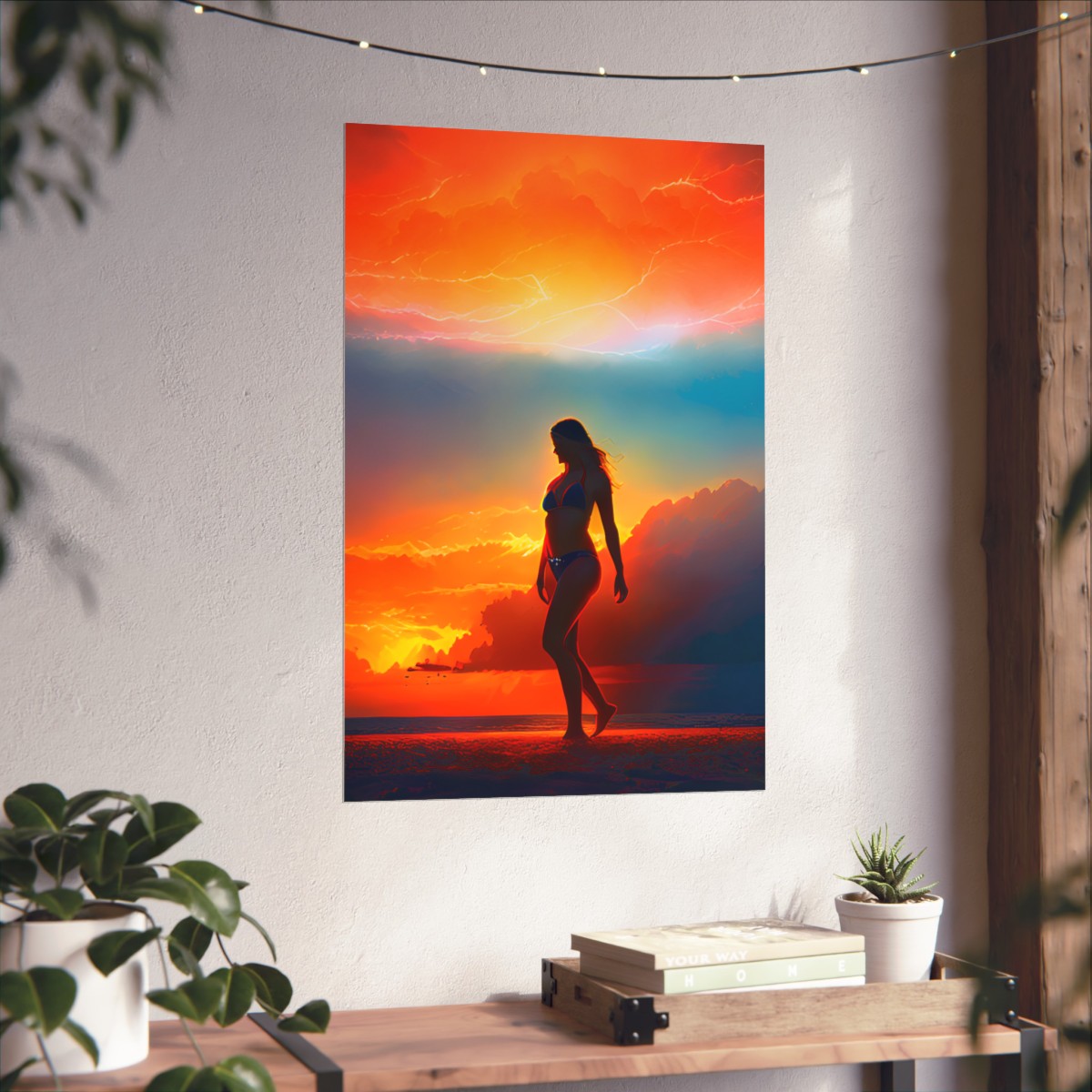 Premium Poster (Matte): Beach Goddess Posing in The Sunset product main image