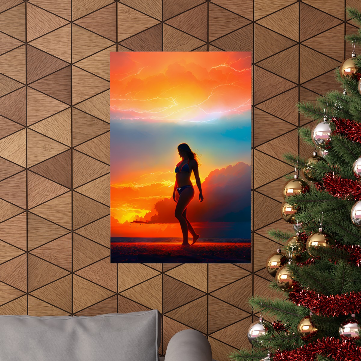 Premium Poster (Matte): Beach Goddess Posing in The Sunset product thumbnail image