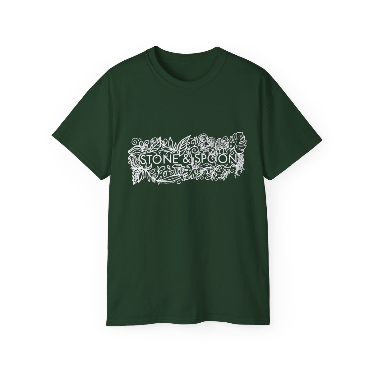 White Flora on Forest Green Unisex Ultra Cotton Tee product thumbnail image