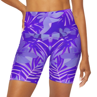 Purple Expressions: High Waisted Yoga Shorts