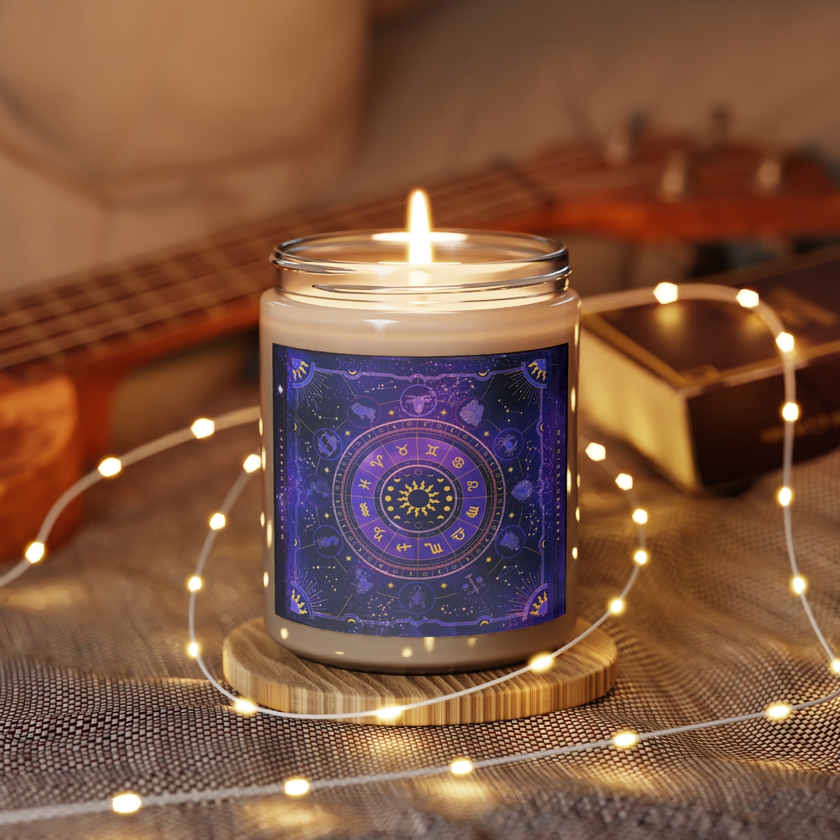 Cosmic Purple Moon-Scented Soy Wax Candle | Cosmic Clear Candle | Moon Spell Candle | Coconut Soy Candle 9oz | Positive Quote Aromatherapy product main image