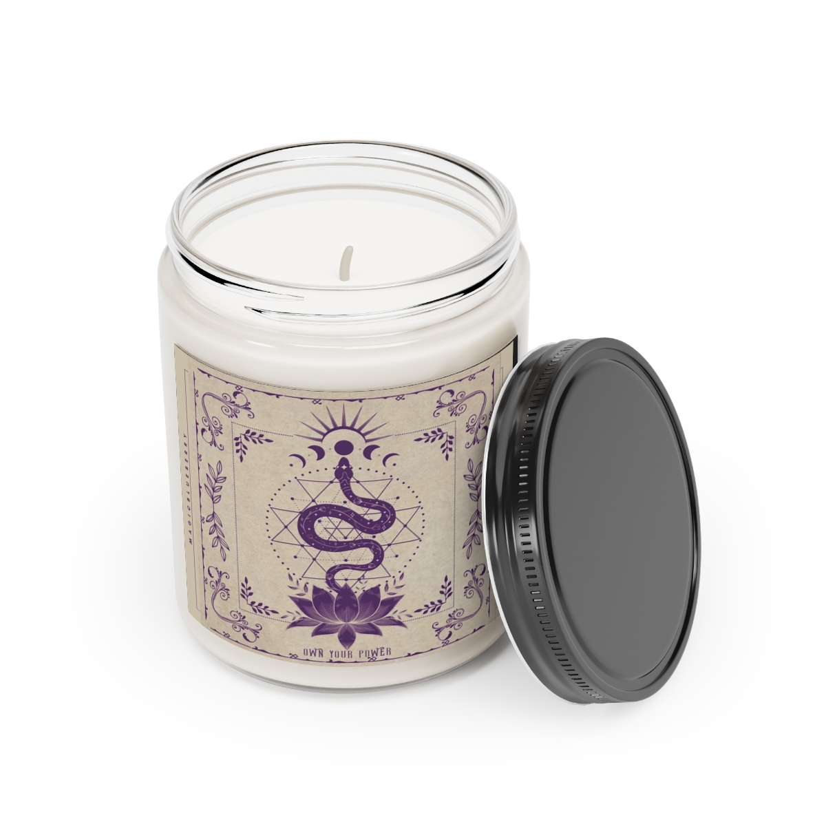 Purple Serpent-Scented Soy Wax Candle | Clear Spell Jar | Serpent Lotus Candle Jar | Coconut Soy Candle 9oz | Positive Quote Aromatherapy product thumbnail image