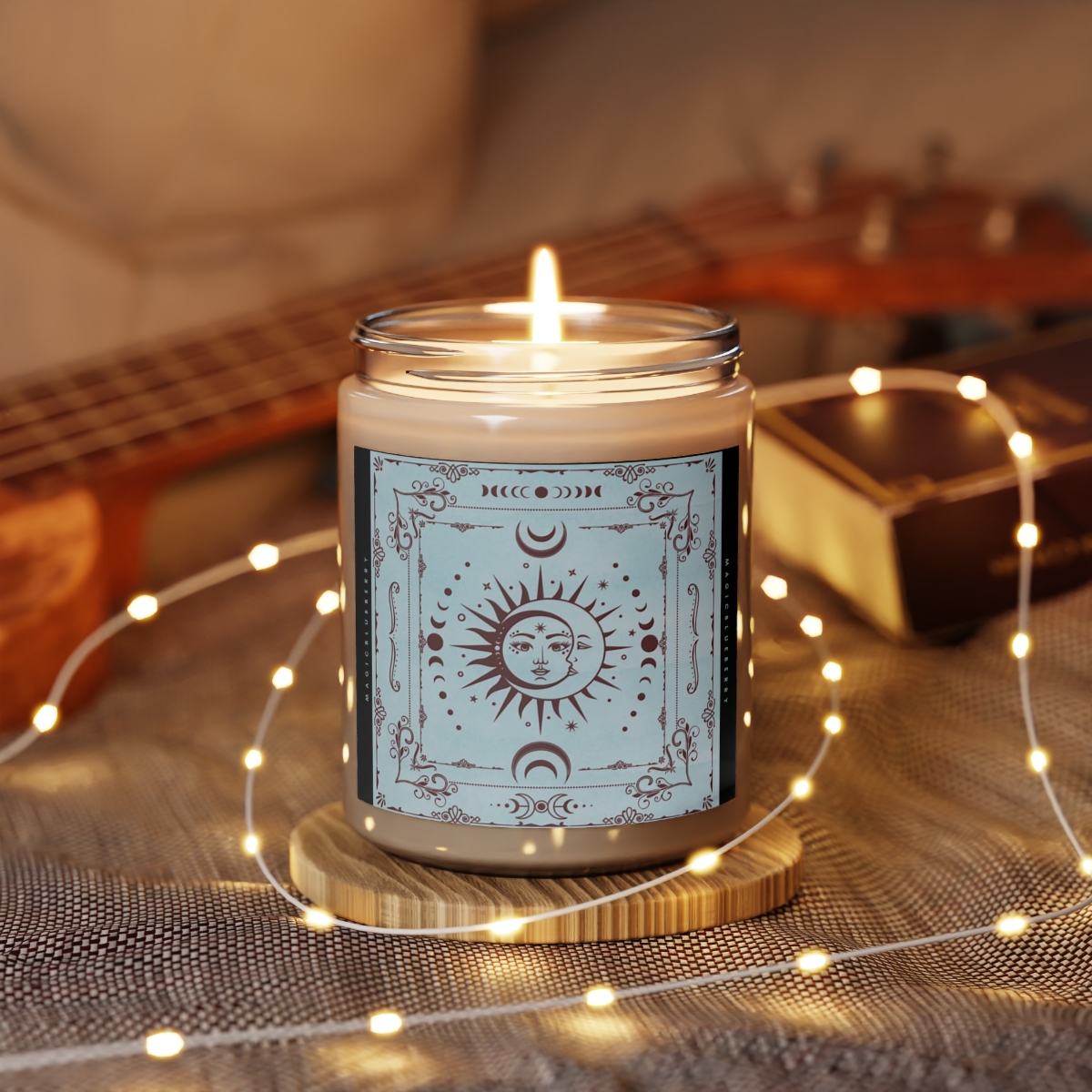 Blue Moon-Scented Soy Wax Candle | Clear Moon Jar | Manifestation Spell Candle Jar | Coconut Soy Candle 9oz | Positive Quote Aromatherapy product main image