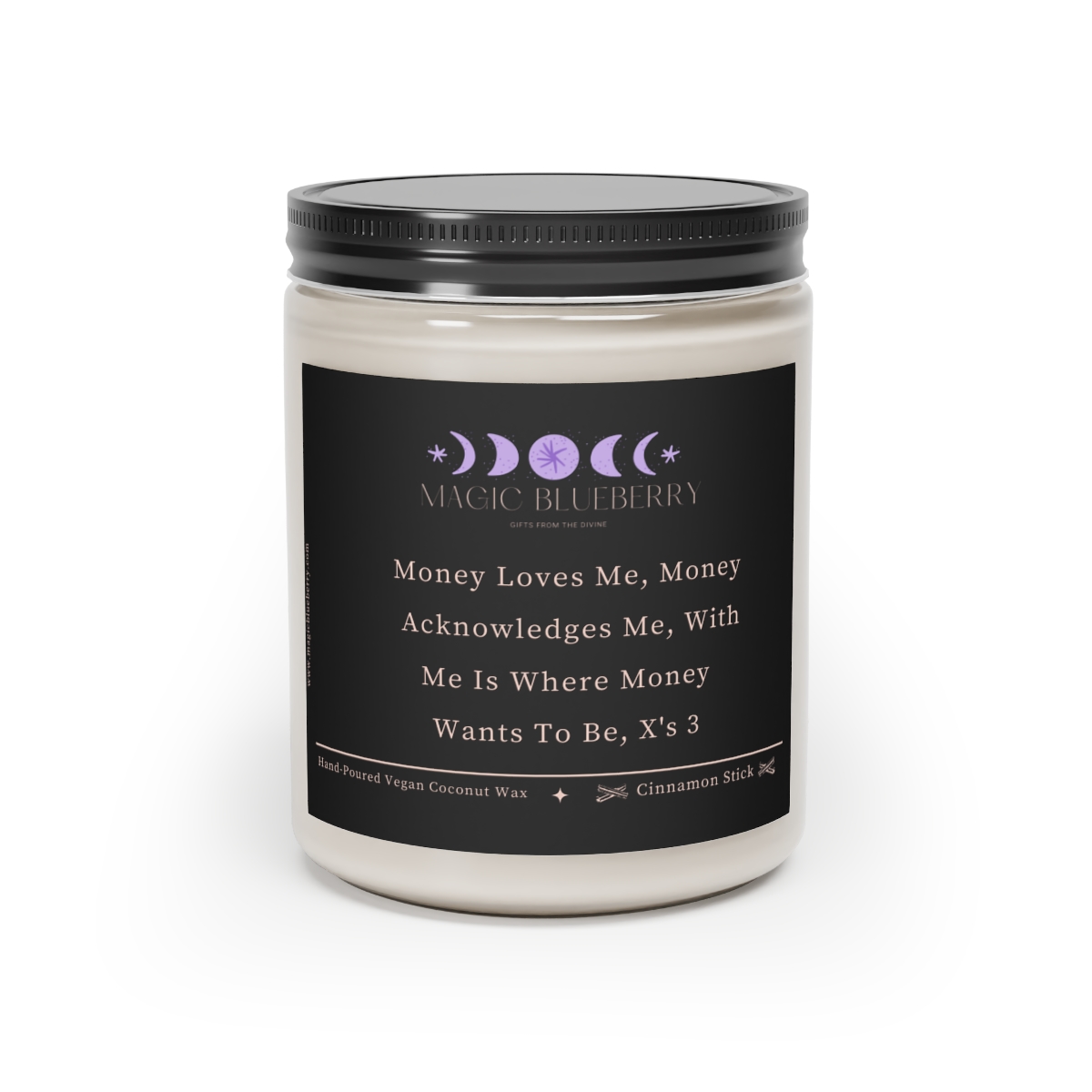 Money Loves Me-Scented Soy Wax Candle | Clear Jar Candle | Manifestation Spell Candle | Coconut Soy Candle 9oz | Positive Quote Aromatherapy product thumbnail image