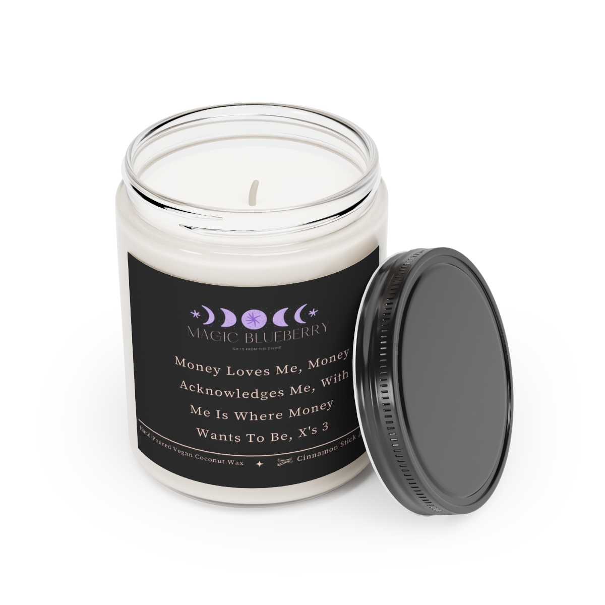 Money Loves Me-Scented Soy Wax Candle | Clear Jar Candle | Manifestation Spell Candle | Coconut Soy Candle 9oz | Positive Quote Aromatherapy product thumbnail image