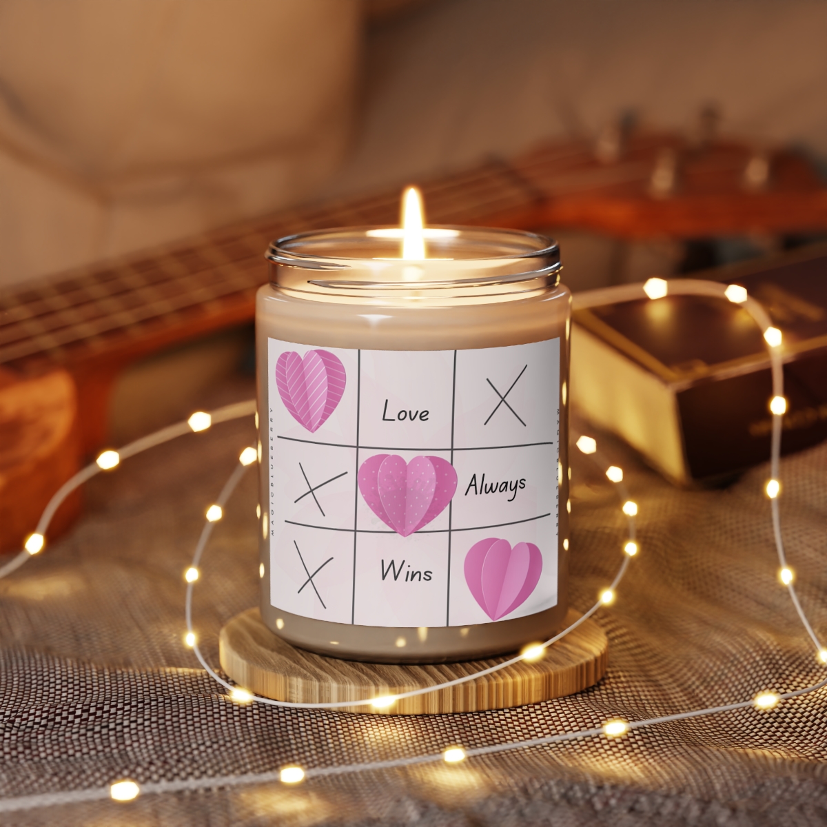 Love Always Wins - Scented Soy Wax Candle | Clear Jar | Vegan Cinnamon Stick Candle Jar | Coconut Soy Candle 9oz | Aromatherapy product thumbnail image