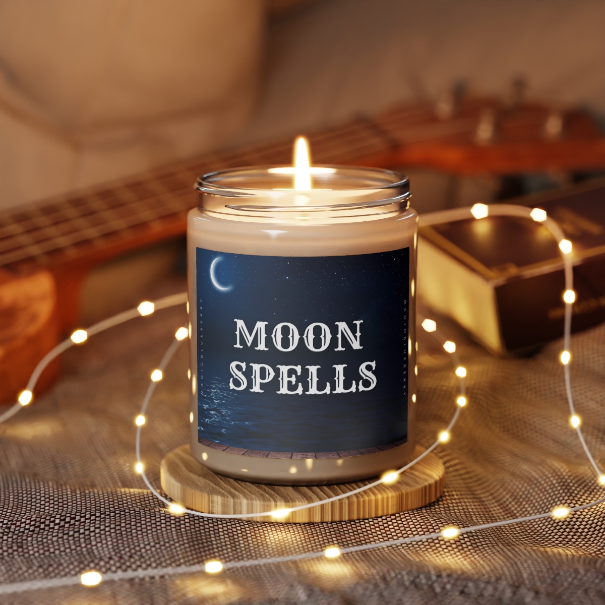 Midnight Moon Spells - Scented Soy Wax Candle | Clear Moon Jar | Manifestation Spell Candle Jar | Coconut Soy Candle 9oz | Aromatherapy product main image