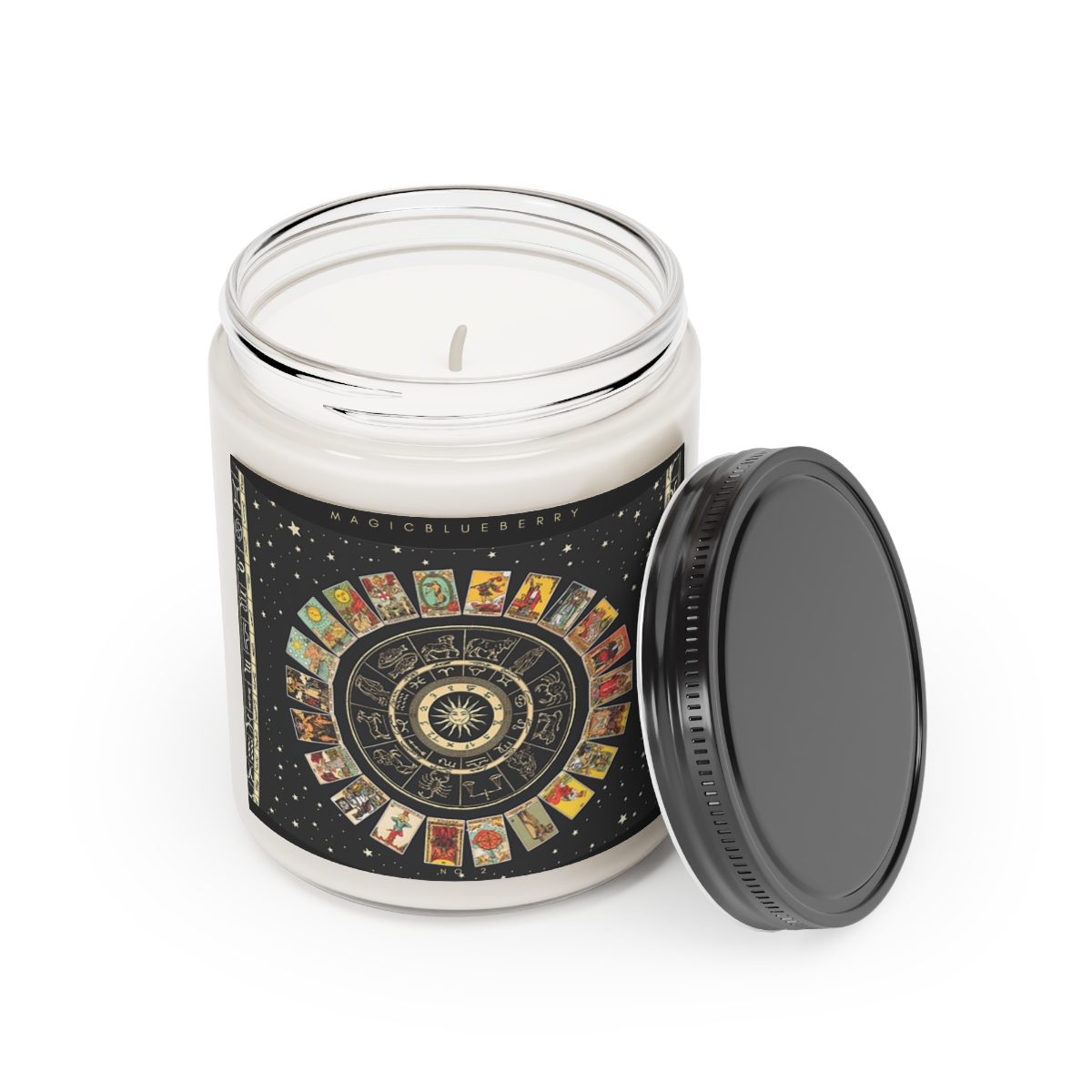 Tarot Wheel - Scented Vegan Soy Wax Candles, Clear Jar Candle, Spell Candles, Tarot Candle, Vegan Candle, Cotton Wick Candle product thumbnail image