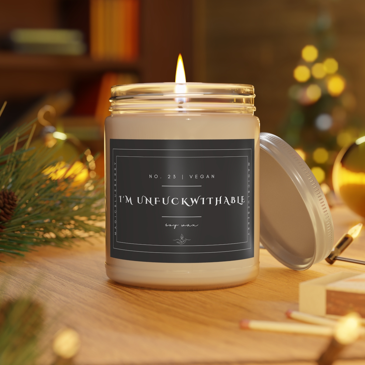 Unfuckwithable - Scented Soy Wax Candle | Clear Jar Candle | Vegan Manifestation Soy Candle | Coconut Soy Candle 9oz | Aromatherapy product thumbnail image