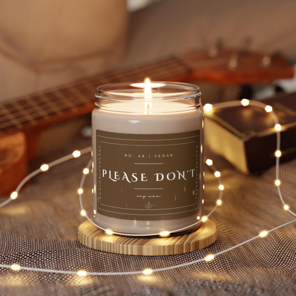 Please Don't - Scented Soy Wax Candle | Clear Jar | Vegan Sea Salt+Orchid Soy Candle | Coconut Soy Candle 9oz | Positive Quote product main image
