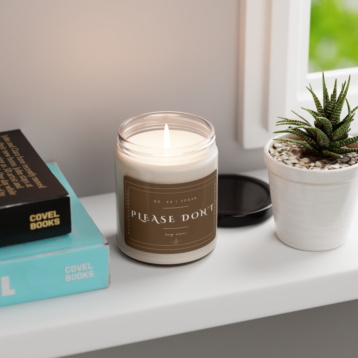 Please Don't - Scented Soy Wax Candle | Clear Jar | Vegan Sea Salt+Orchid Soy Candle | Coconut Soy Candle 9oz | Positive Quote product thumbnail image