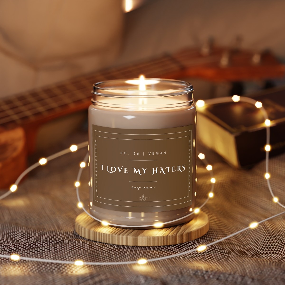 I Love My Haters - Scented Soy Wax Candle | Clear Jar | Vegan Candle | Coconut Soy Candle 9oz | Aromatherapy product main image