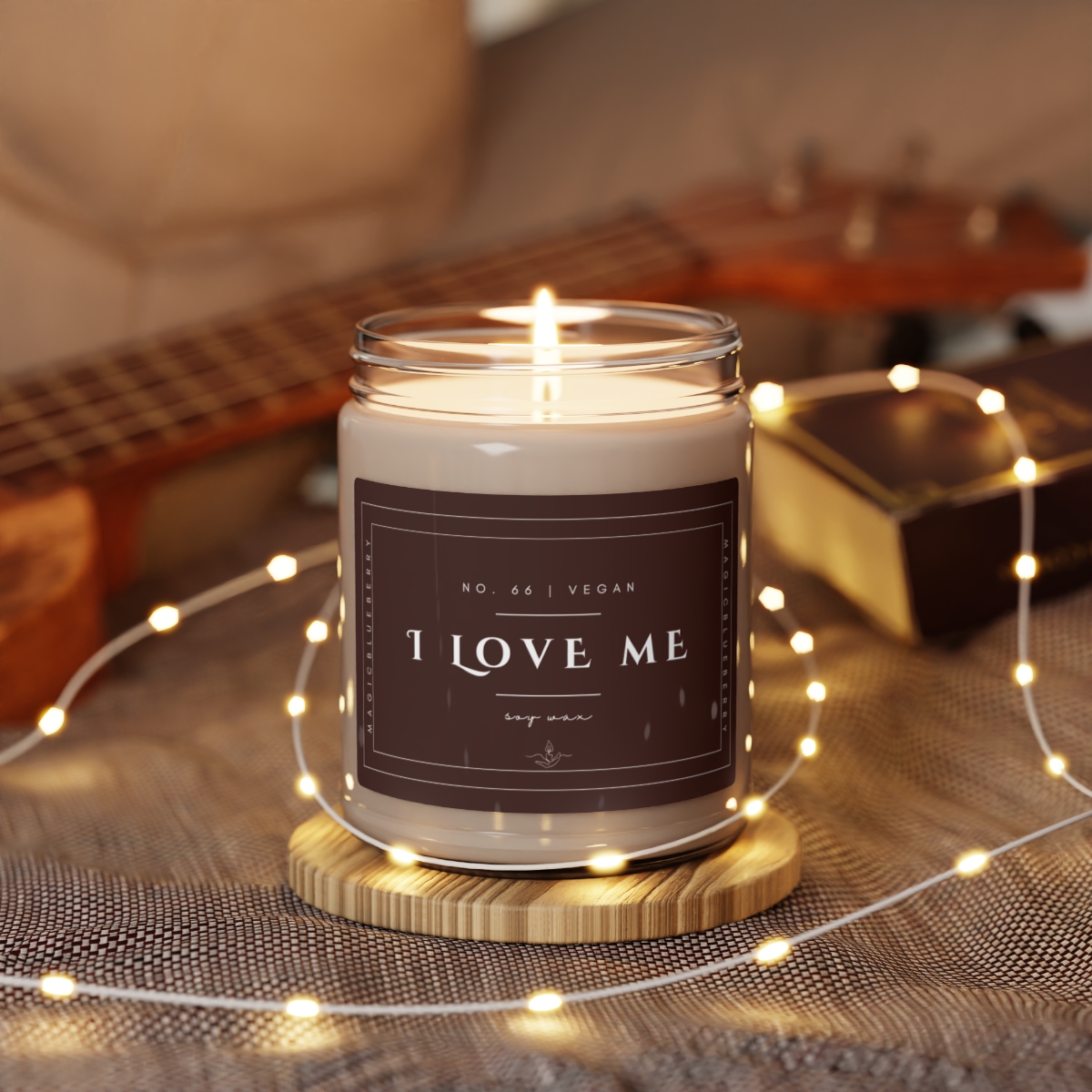 I Love Me - Scented Soy Wax Candle | Clear Jar | Vegan Clean Cotton Candle | Coconut Soy Candle 9oz | Positive Quote Candle product thumbnail image
