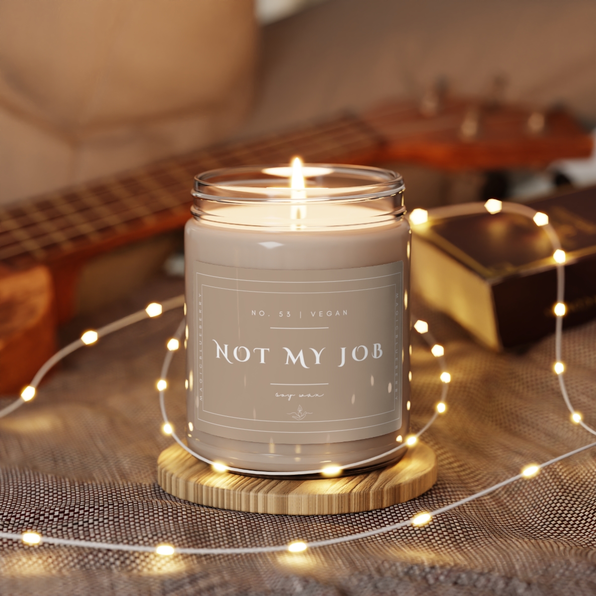 Not My Job - Scented Soy Wax Candle | Clear Jar | Vegan Clean Cotton Candle | Coconut Soy Candle 9oz | Positive Quote Candle product thumbnail image